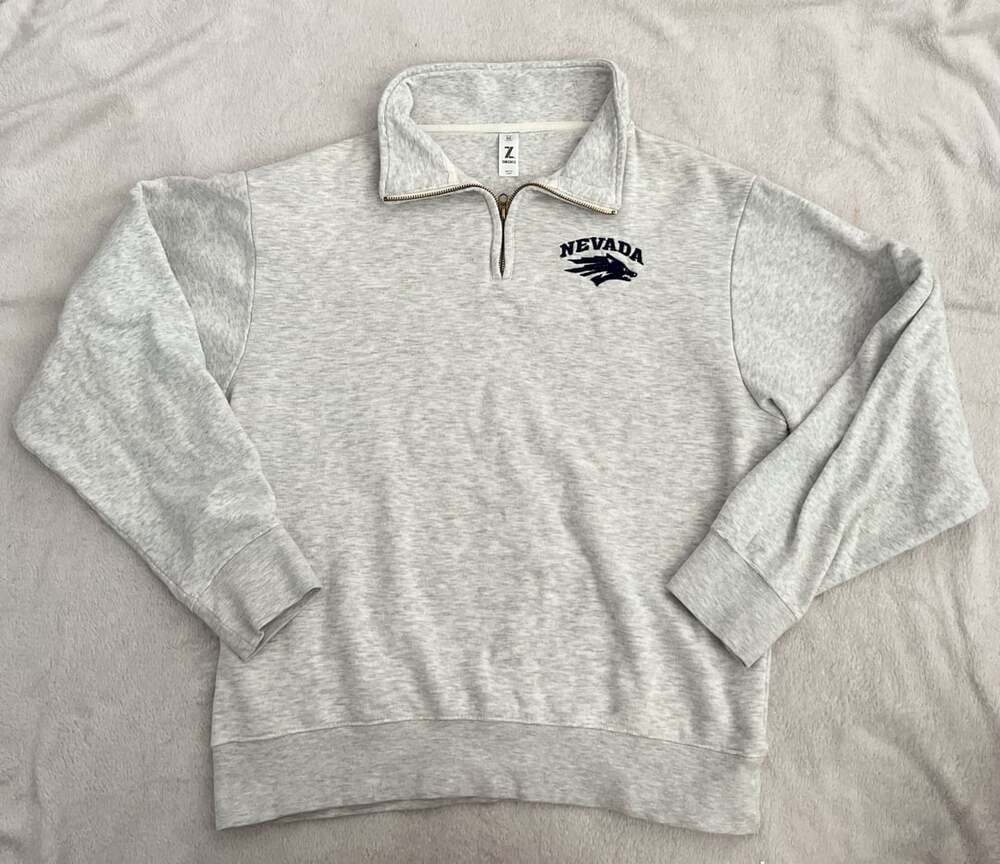 Zoozatz Nevada Wolf Pack Quarter Zip Size M Grey Sweatshirt